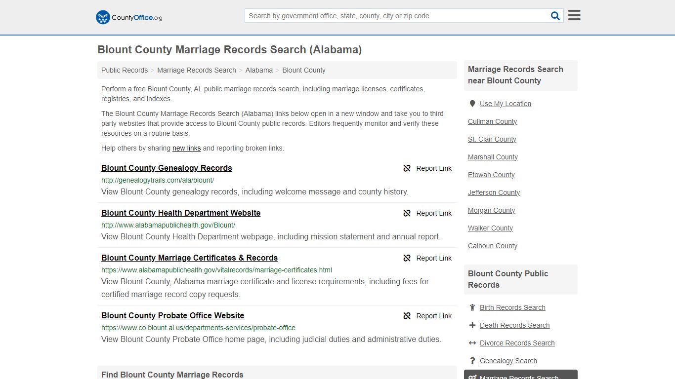 Blount County Marriage Records Search (Alabama) - County Office
