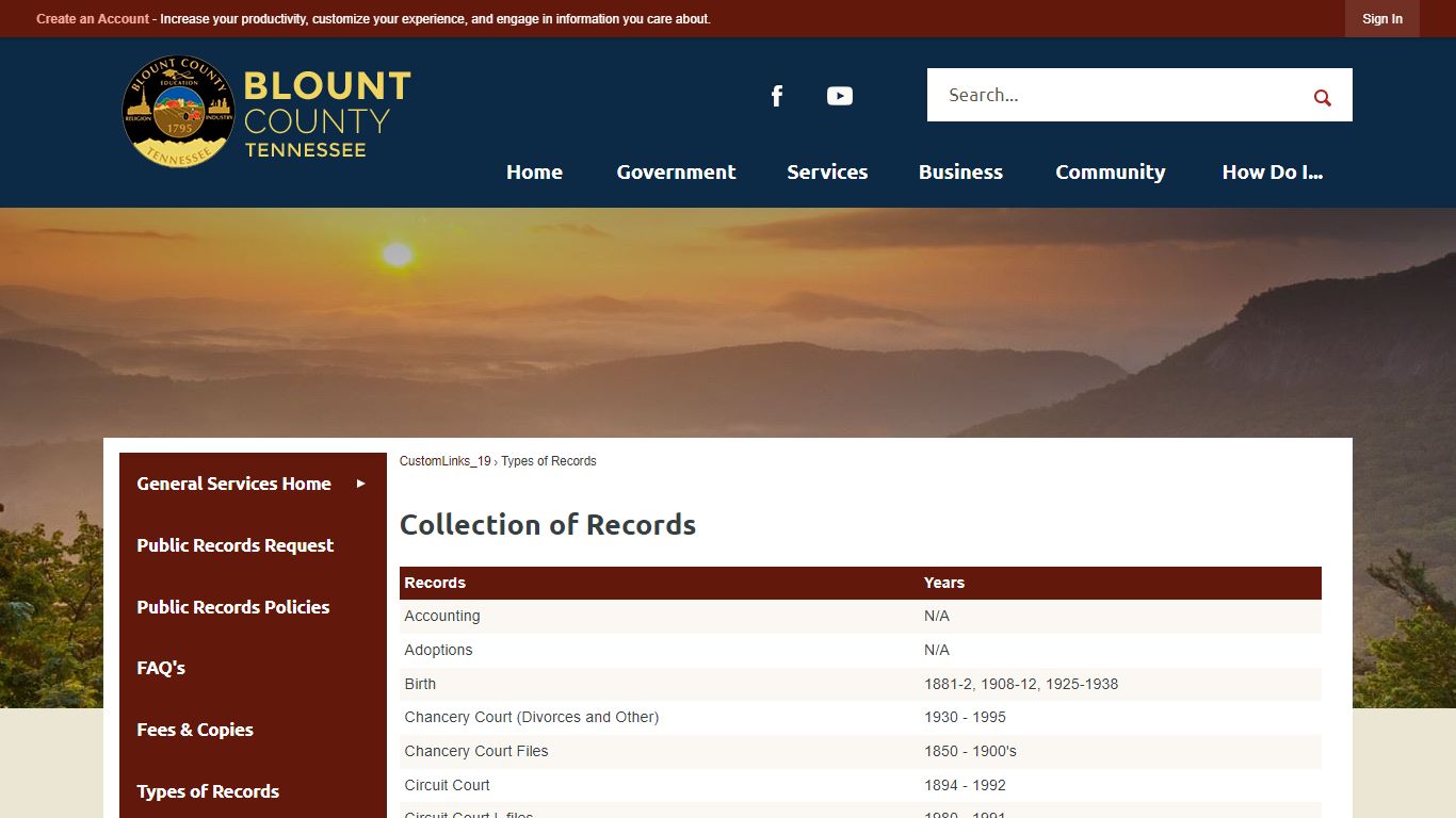 Collection of Records | Blount County, TN